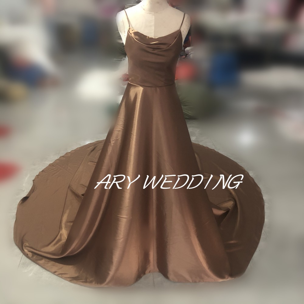 高品質！ キャミソール パーティードレス 茶  前撮り ロングドレス 拳式