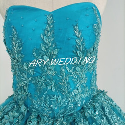 很受歡迎！彩色洋裝藍色裸上衣公主系列手工婚禮/招待會/儀式 第9張的照片