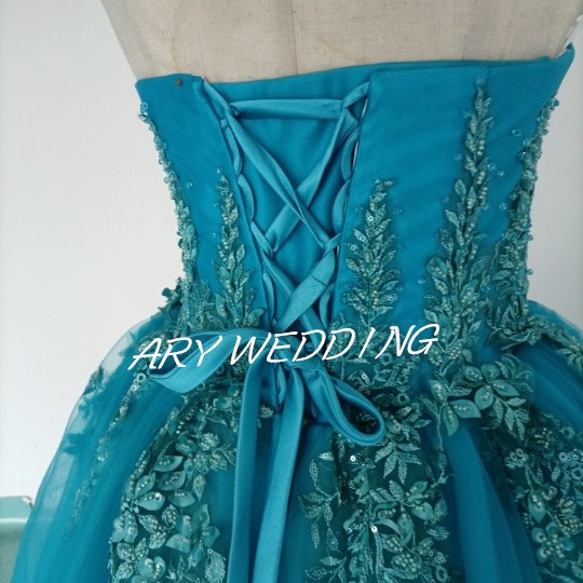 很受歡迎！彩色洋裝藍色裸上衣公主系列手工婚禮/招待會/儀式 第8張的照片