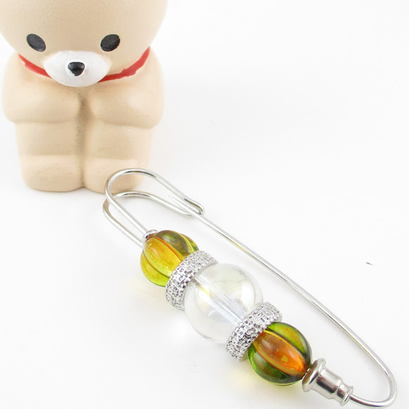 祖父が教えてくれた魔法の言葉は、とってもアクアオーラだから、今も覚えています♪<カブトピンブローチ>SB945 1枚目の画像
