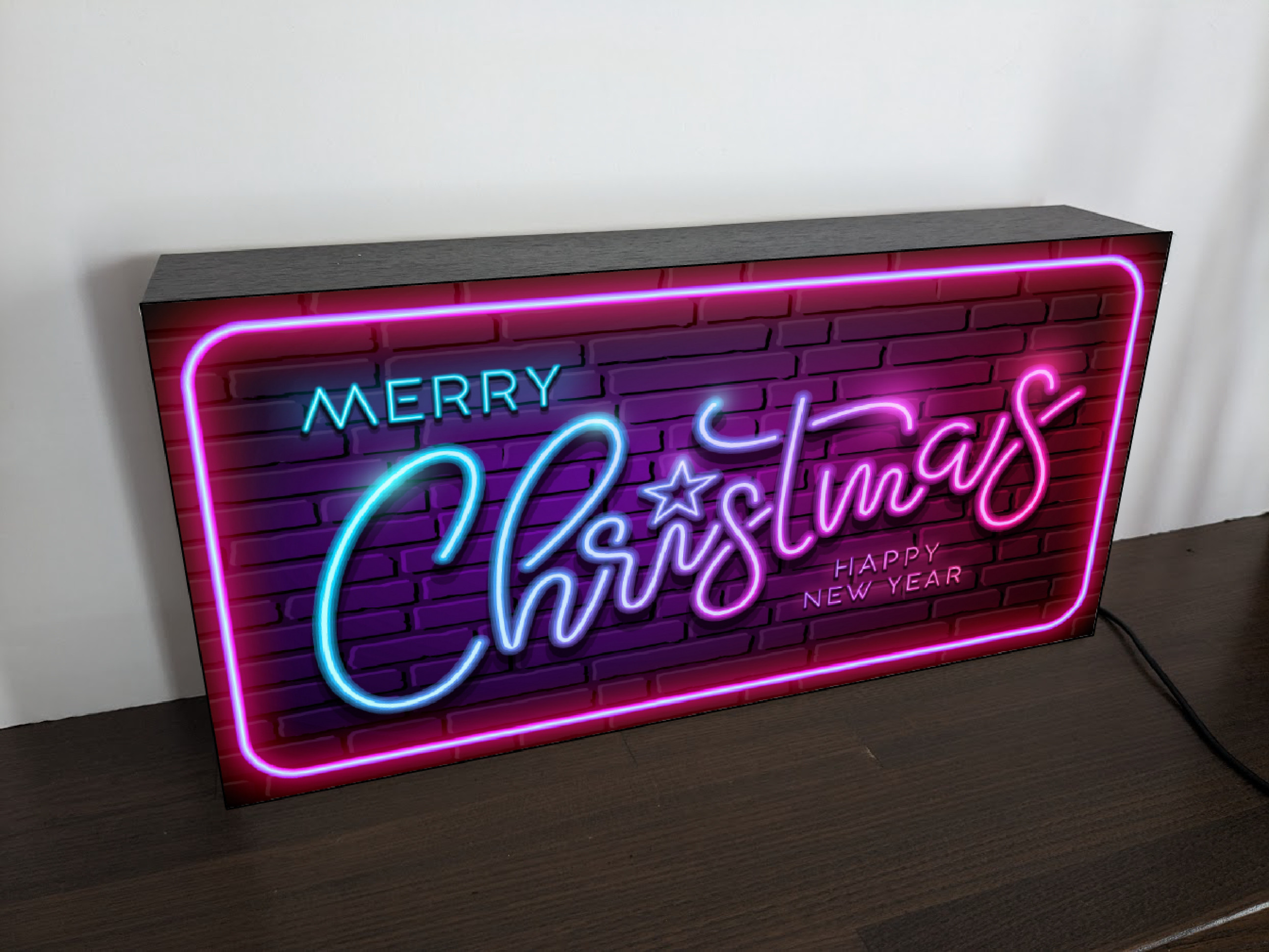 【Lサイズ】メリー クリスマス イルミネーション サンタクロース ネオン系 店舗 自宅 看板 置物 雑貨 ライトBOX