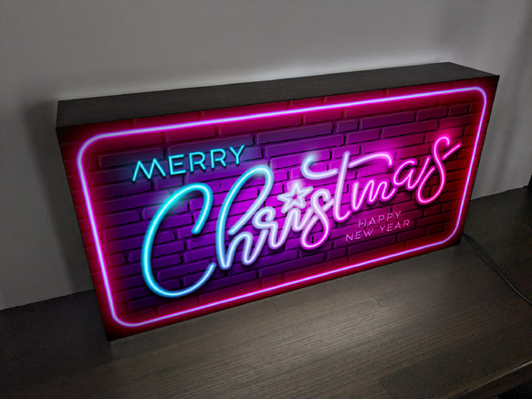 【Lサイズ】メリー クリスマス イルミネーション サンタクロース ネオン系 店舗 自宅 看板 置物 雑貨 ライトBOX 3枚目の画像