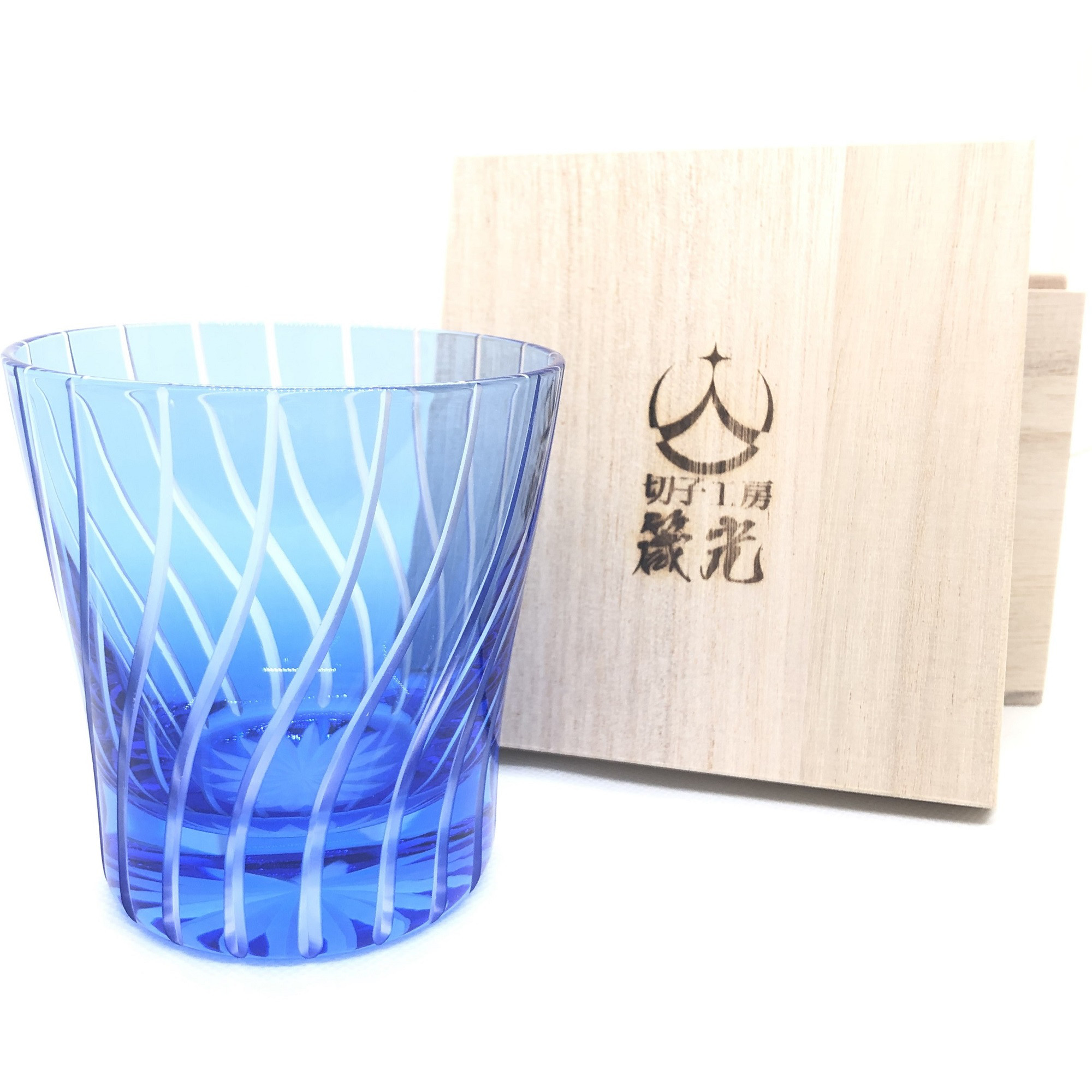 日本工芸会所属斉藤光作　片ウェーブ天開ロックグラス　切子グラス/コップ/切子作家/切子職人/デザイン性/オリジナリティ 8,140円