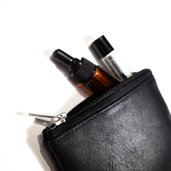 【期間限定35%オフ】S レザーハンドバッグ ポーチ付き 黒 ブラック 本革 小さめ 6枚目の画像