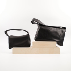 【期間限定35%オフ】S レザーハンドバッグ ポーチ付き 黒 ブラック 本革 小さめ 11枚目の画像