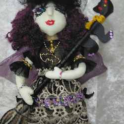 『ネコほうきの魔女さん』ハロウイン　オーナメント　ネコほうき　オシャレ　創作人形　プレゼント 2枚目の画像