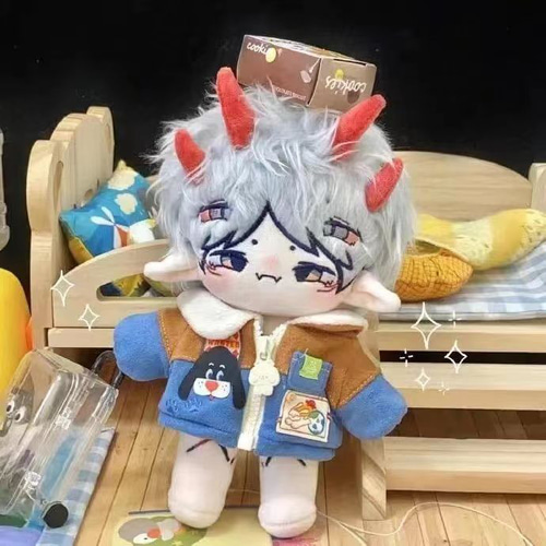 20cm 着せ替えぬいぐるみ 無属性 ぬいぐるみ 見目 白髪四つ目男の子