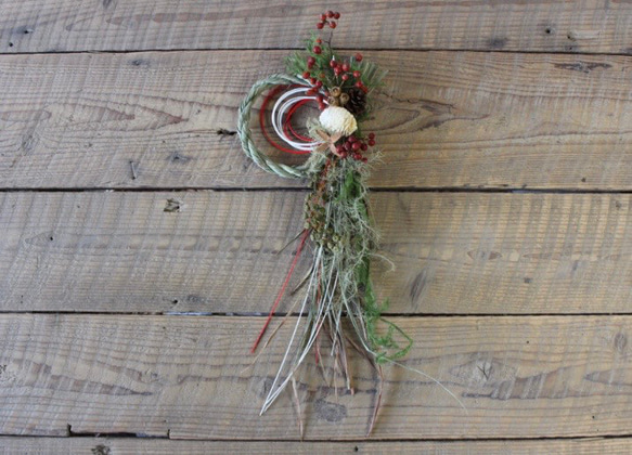 普通郵便【新作お正月】流木レモングラスユーカリドライ、ドライフルーツしめ縄 レモングラス香るしめ縄 | ドライフラワースワッグと布雑貨