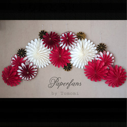 つまみ細工モチーフのペーパーファン/前撮り/七五三/お正月/紅白