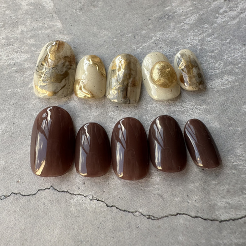 アイボリーサンド×アンティークゴールドのインクアートニュアンス  