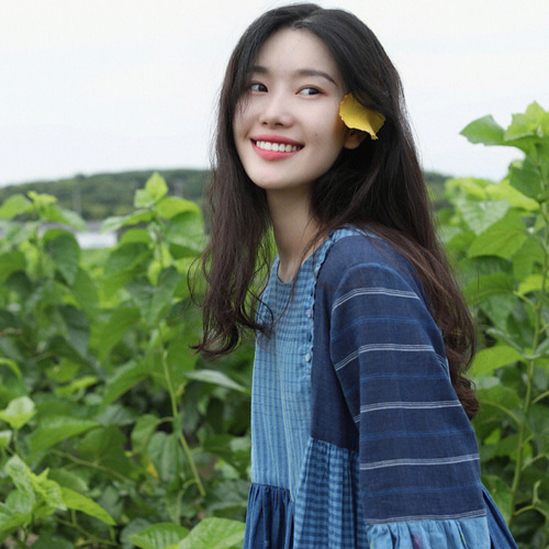 ハンドメイド ワンピース ブルー ネイビー 紺色系 ロングワンピース