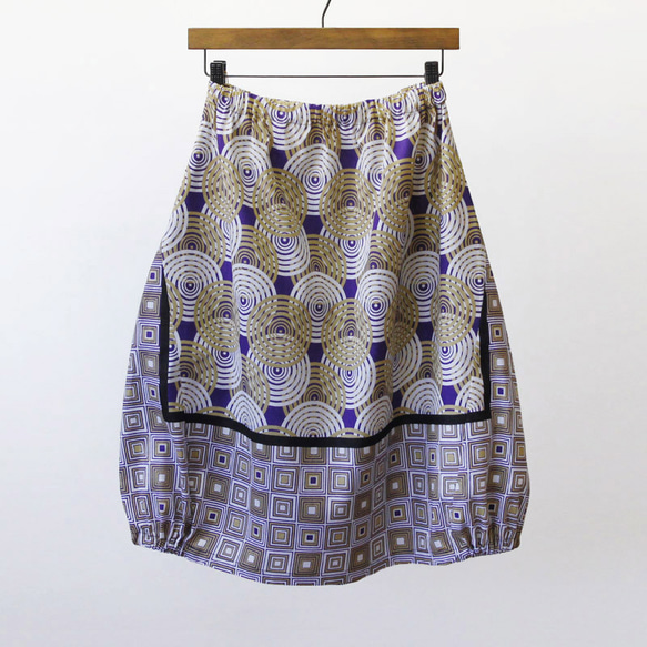 アフリカ布のバルーンスカート（カンガスカート）コクーンスカート 大人かわいい 3枚目の画像