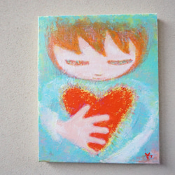 【My heart is mine】＃原画＃イラスト＃ヒーリングアート＃キャンバス＃癒し＃ハート＃子供#幸せ＃あたたかい 1枚目の画像