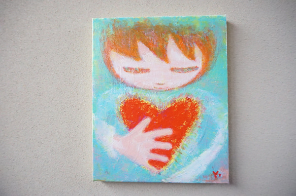 【My heart is mine】＃原画＃イラスト＃ヒーリングアート＃キャンバス＃癒し＃ハート＃子供#幸せ＃あたたかい 1枚目の画像