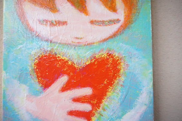 【My heart is mine】＃原画＃イラスト＃ヒーリングアート＃キャンバス＃癒し＃ハート＃子供#幸せ＃あたたかい 3枚目の画像