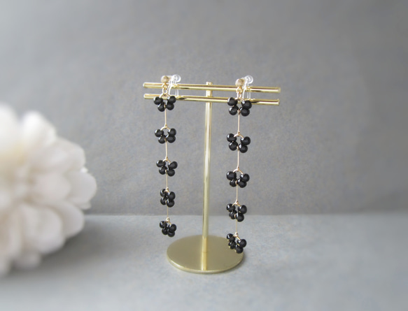 。Drop Flower。 earring／pierce(ブラック)*4196* 5枚目の画像