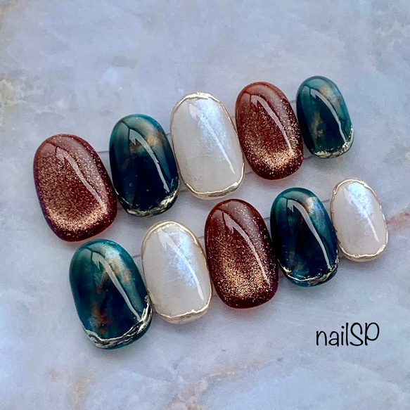 ネイルチップ（2） つけ爪 ニュアンス ミラー 水彩 マグネット