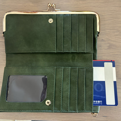 【全8色/がま口&長財布】高級感のある高機能・大容量レザー財布　レディース　柔らか　コンパクト　軽量　ネイビー　敬老の日 11枚目の画像