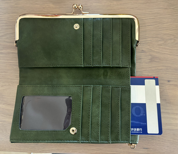 【全8色/がま口&長財布】高級感のある高機能・大容量レザー財布　レディース　柔らか　コンパクト　軽量　ネイビー　敬老の日 11枚目の画像