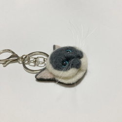 羊毛フェルト 猫キーホルダー シャム猫 ブルーポイント 3枚目の画像