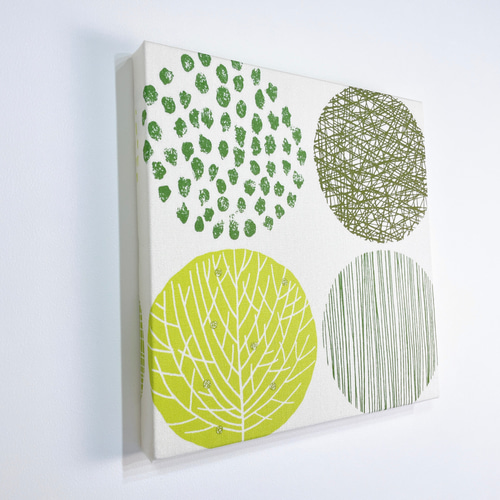 送料無料】木製ファブリックパネル 北欧グリーン① 23×23cm ウォール