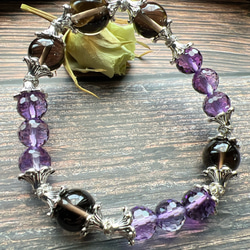 ラベンダーアメジスト　スモーキークォーツ　紫水晶　煙水晶　天然石　ブレスレット　数珠 11枚目の画像