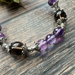 ラベンダーアメジスト　スモーキークォーツ　紫水晶　煙水晶　天然石　ブレスレット　数珠 6枚目の画像