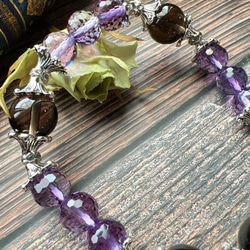 ラベンダーアメジスト　スモーキークォーツ　紫水晶　煙水晶　天然石　ブレスレット　数珠 9枚目の画像