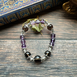 ラベンダーアメジスト　スモーキークォーツ　紫水晶　煙水晶　天然石　ブレスレット　数珠 10枚目の画像