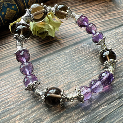 ラベンダーアメジスト　スモーキークォーツ　紫水晶　煙水晶　天然石　ブレスレット　数珠 4枚目の画像