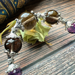 ラベンダーアメジスト　スモーキークォーツ　紫水晶　煙水晶　天然石　ブレスレット　数珠 5枚目の画像