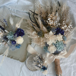 ドライフラワーブーケとブートニアセット 造花・ドライフラワー】ブーケ・ブートニアセット(オーダー可