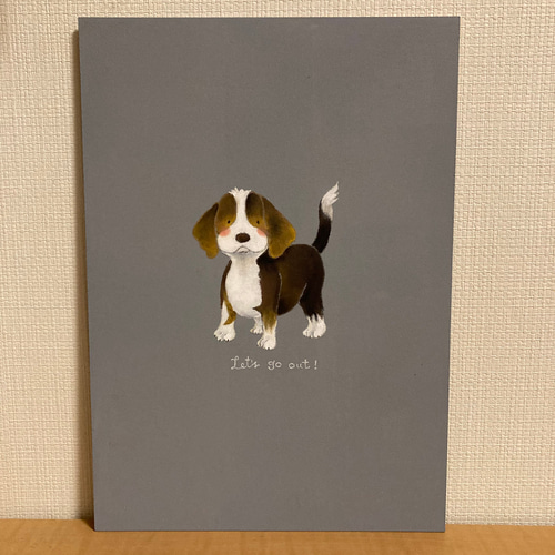 チョークアート原画】「Let's go out!」ビーグル 玄関、リビング、寝室