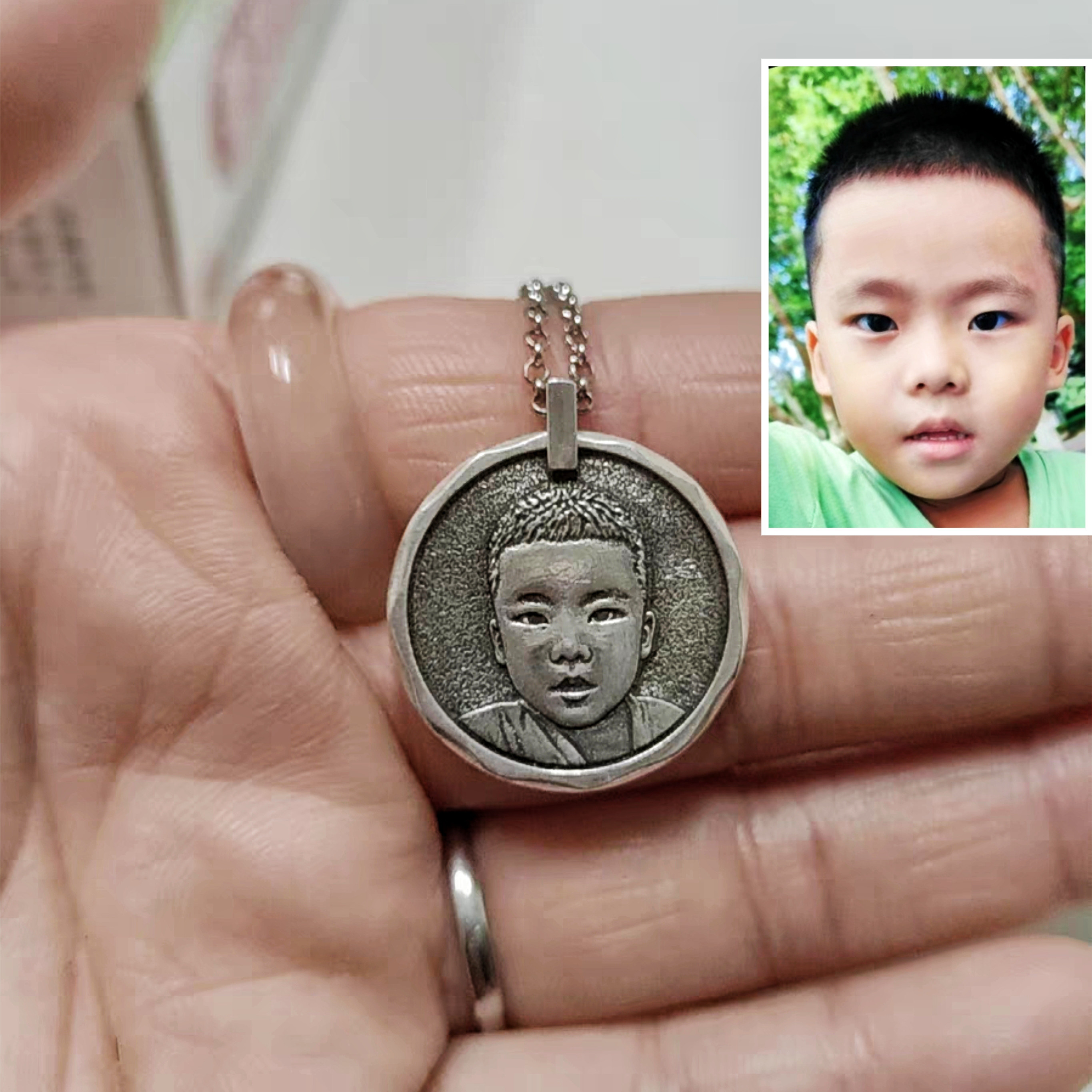 オーダーメイド カスタムネックレス人物画 肖像画 名前ネックレス ネームネックレス似顔絵 名入れネックレスアレルギー対応