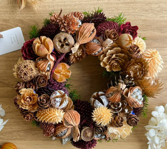 Mini Bouquet Wreath ドライフラワーリース - リース