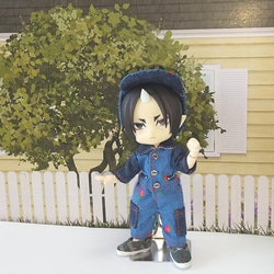 【送料無料】苺のジャンプスーツ(ネイビー) オビツ11 オリジナル ハンドメイド