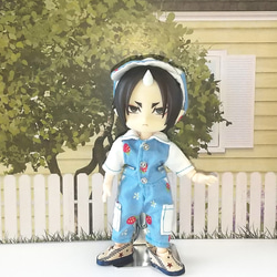 【送料無料】苺のジャンプスーツ(ブルー) オビツ11 オリジナル ハンドメイド