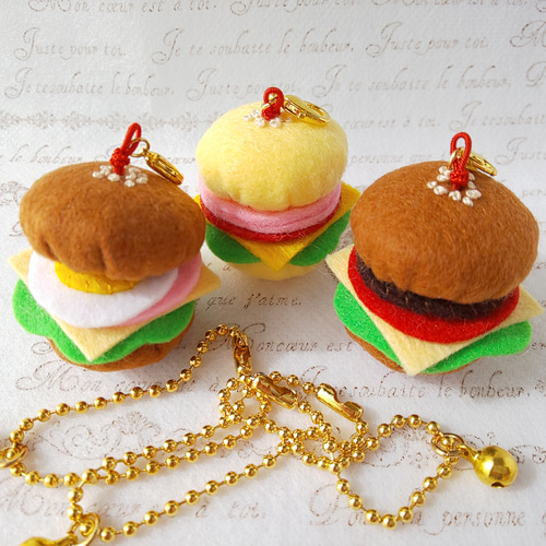 3種類から選んでね♪ミニチュアバーガーのキーホルダー＊バッグ
