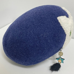 ねこベレー帽　　(ネイビー) 4枚目の画像