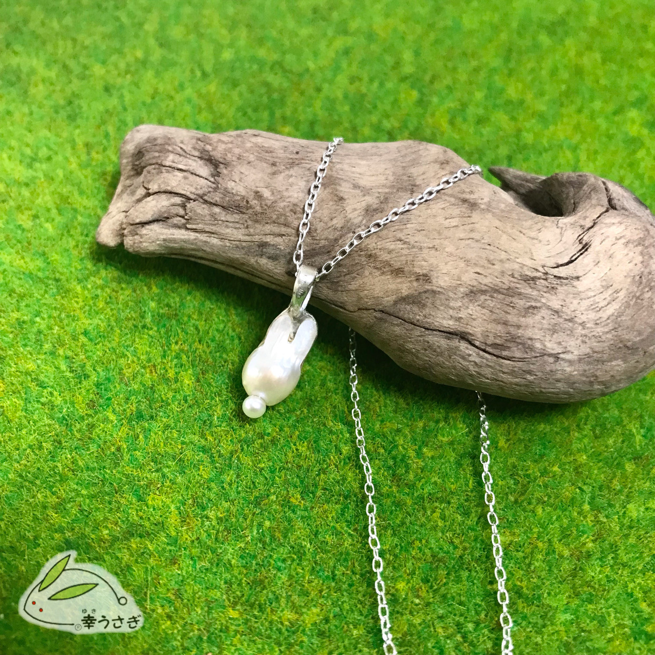 ウサギ型パールのシルバーペンダントネックレスMK-Ⅱ（sv925）