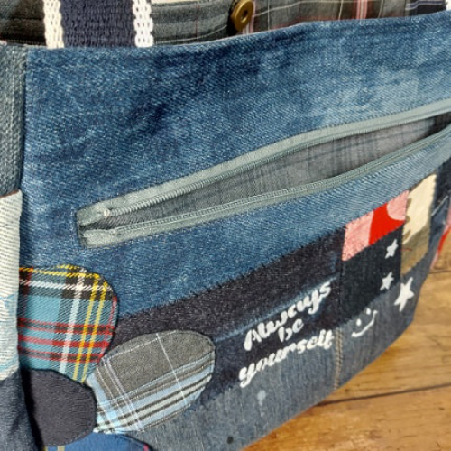 shoulder bag／ベージュデニムリメイク ショルダーバッグの作り方】形が変えれるリメイクアレンジ ｜How