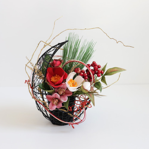 専用　お正月アレンジ紅白椿福寿草　クレイフラワー 71fb708eefa9203694a1538f173cab