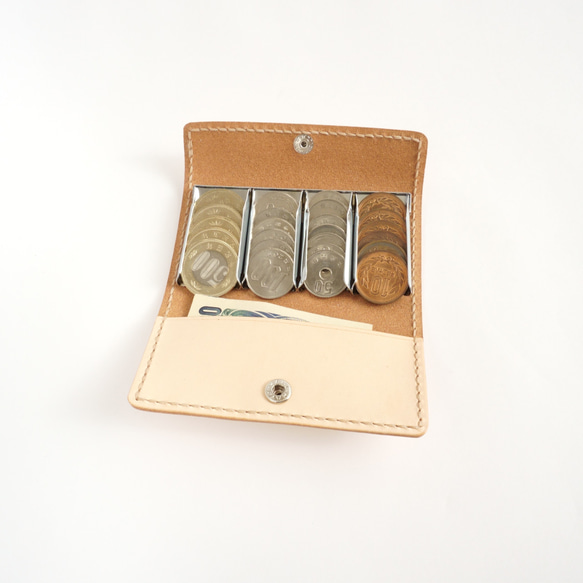 ヌメ革のシンプルな コインキャッチャー 小銭入れ コインケース 3枚目の画像