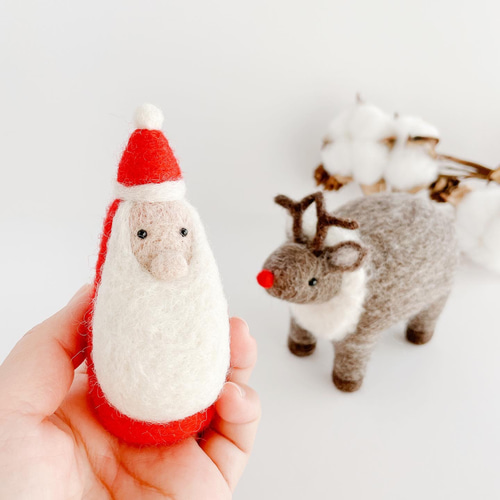 つぶらな瞳のサンタ＆トナカイのお得セット 羊毛フェルト woolwool
