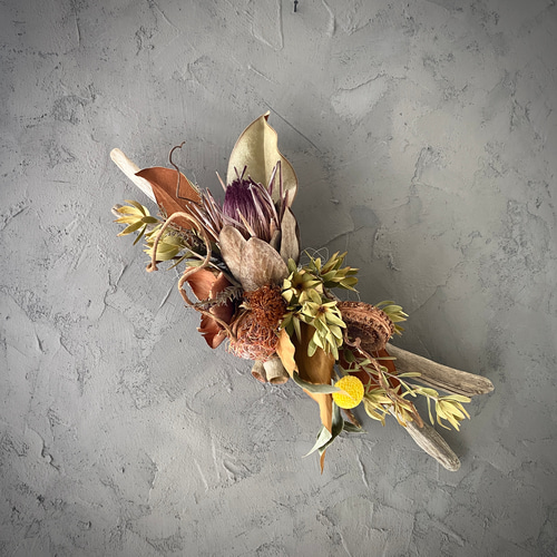 オープン記念⭐︎送料無料】流木ドライフラワー横長スワッグ スワッグ