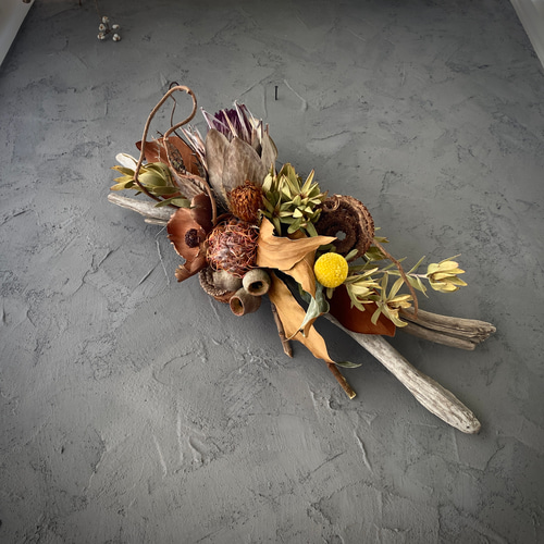 オープン記念⭐︎送料無料】流木ドライフラワー横長スワッグ スワッグ