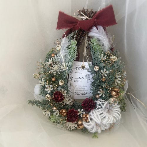 しずく型クリスマスリース/アーティフィシャルフラワーリース