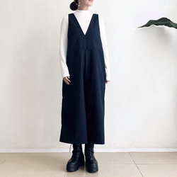 ゆったりサロペットパンツ♪　navy X grey stripe 5枚目の画像