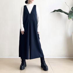 ゆったりサロペットパンツ♪　navy X grey stripe 4枚目の画像