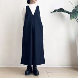 ゆったりサロペットパンツ♪　navy X grey stripe 2枚目の画像